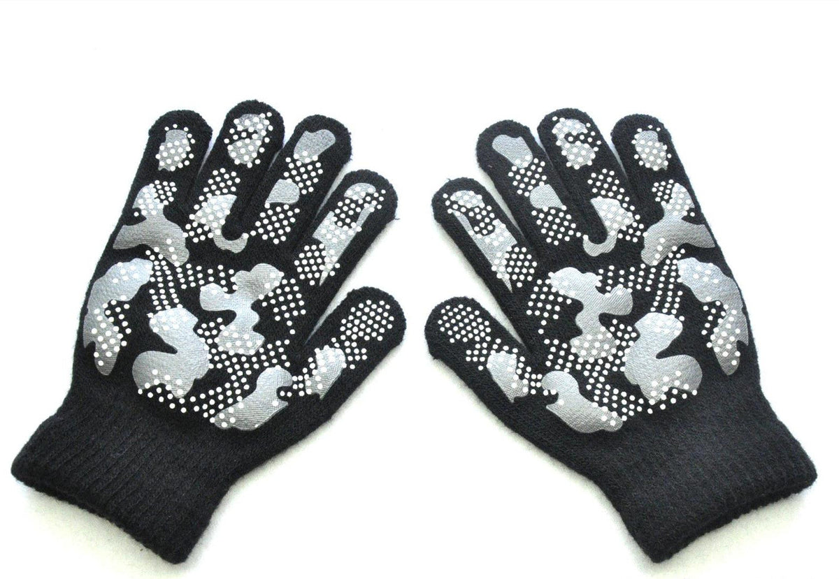 5-11 Years Old Children's Winter Warm Knitted Gloves For Primary School Students Outdoor Sports Non-slip Camouflage PVC Offset Gloves