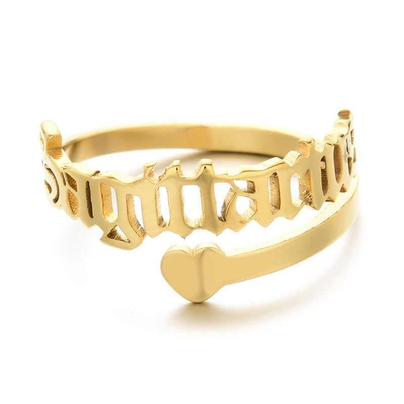 Vintage Letter Love StainLess Steel K Gold Twelve Constellation Set Ring