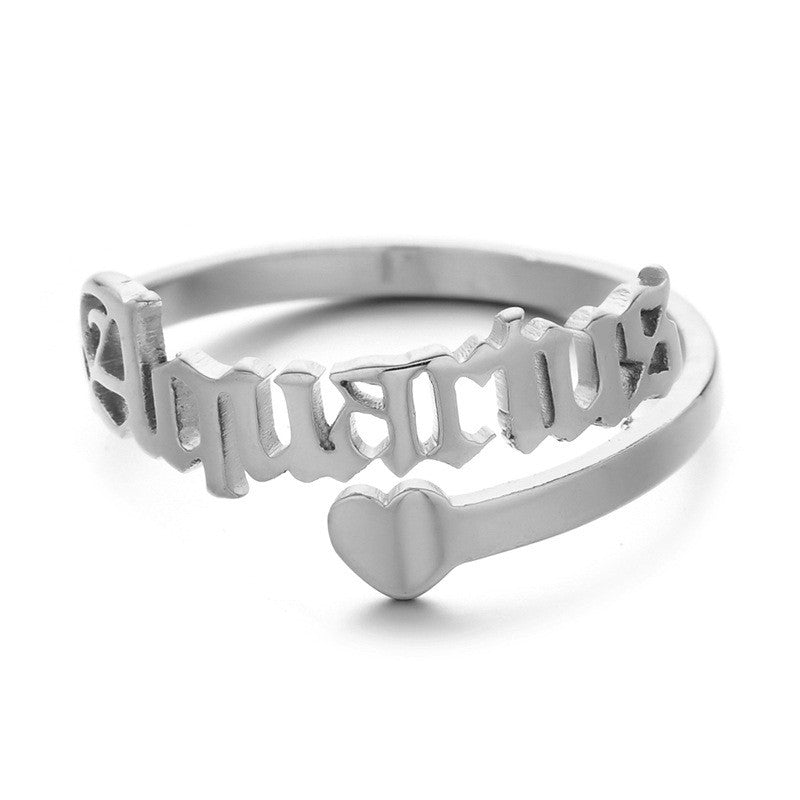Vintage Letter Love StainLess Steel K Gold Twelve Constellation Set Ring
