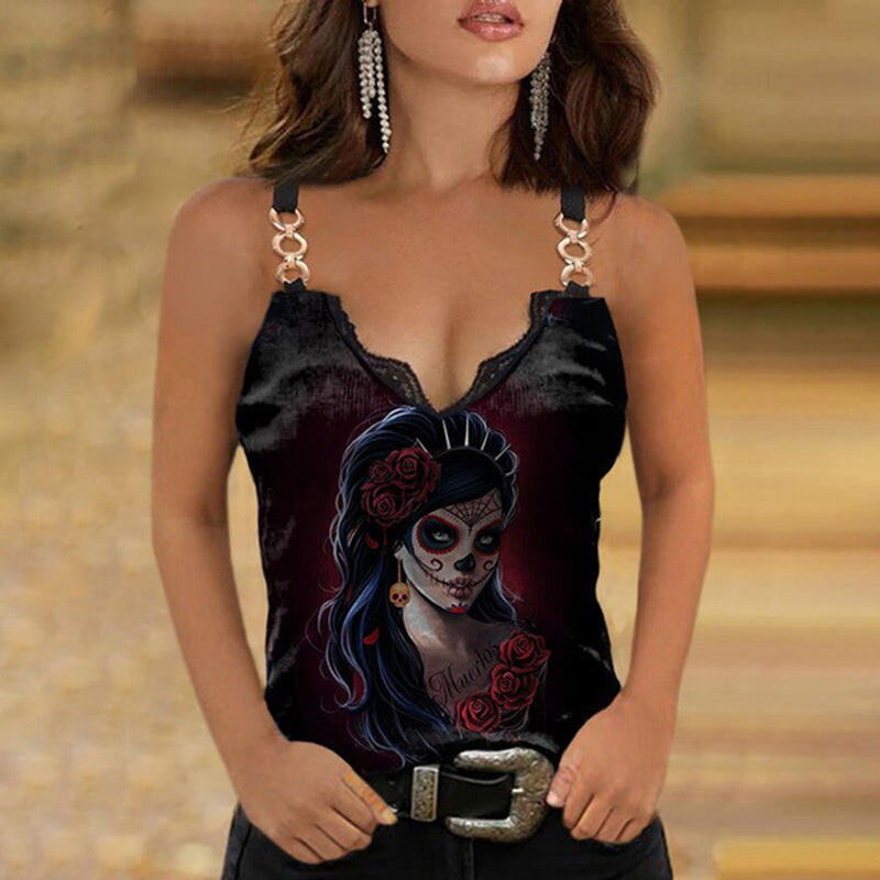 Rose V-neck Printed Camisole