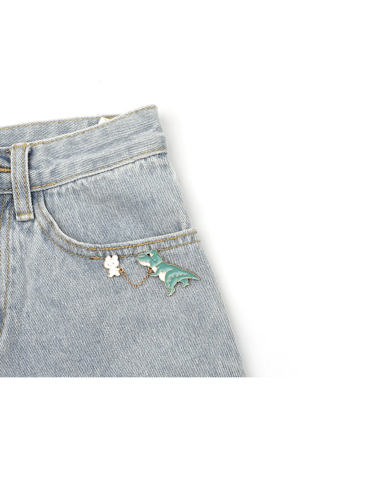 Rabbit dinosaur brooch cute badge