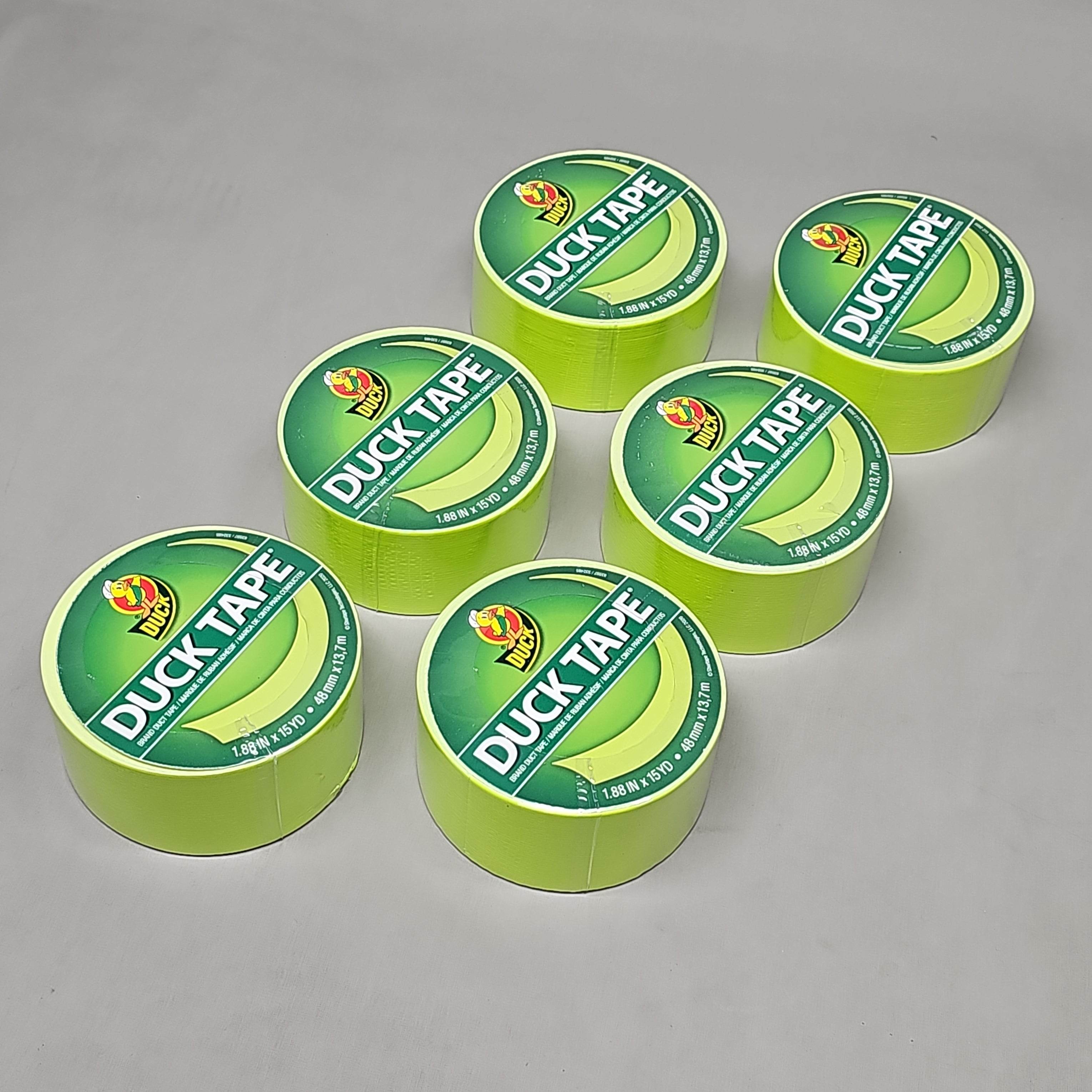 SHURTAPE Duck Tape 6 Rolls of Fluorescent Citrus 1.88"x15 YD 285225 (New)