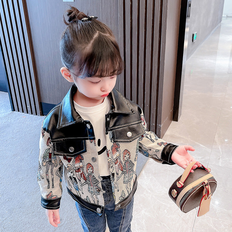 Girls' Leather Coat New Fashion Jacket