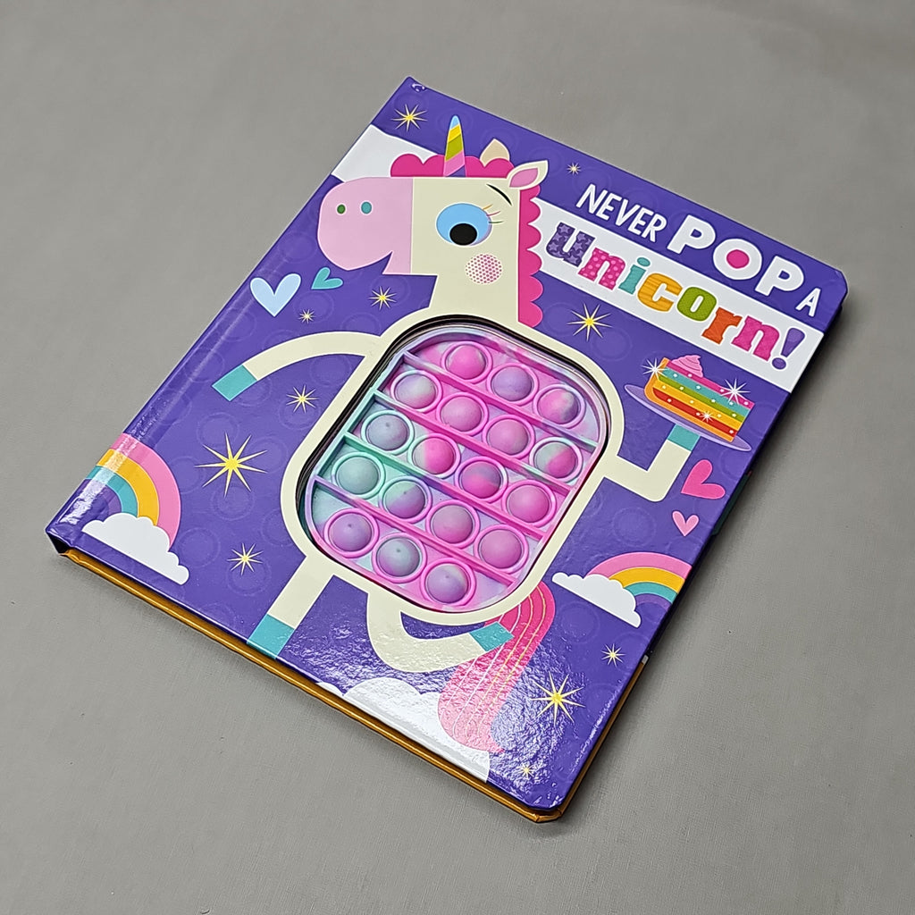 MAKE BELIEVE IDEAS Never Pop A Unicorn Hardback Book With Pop-It (New)