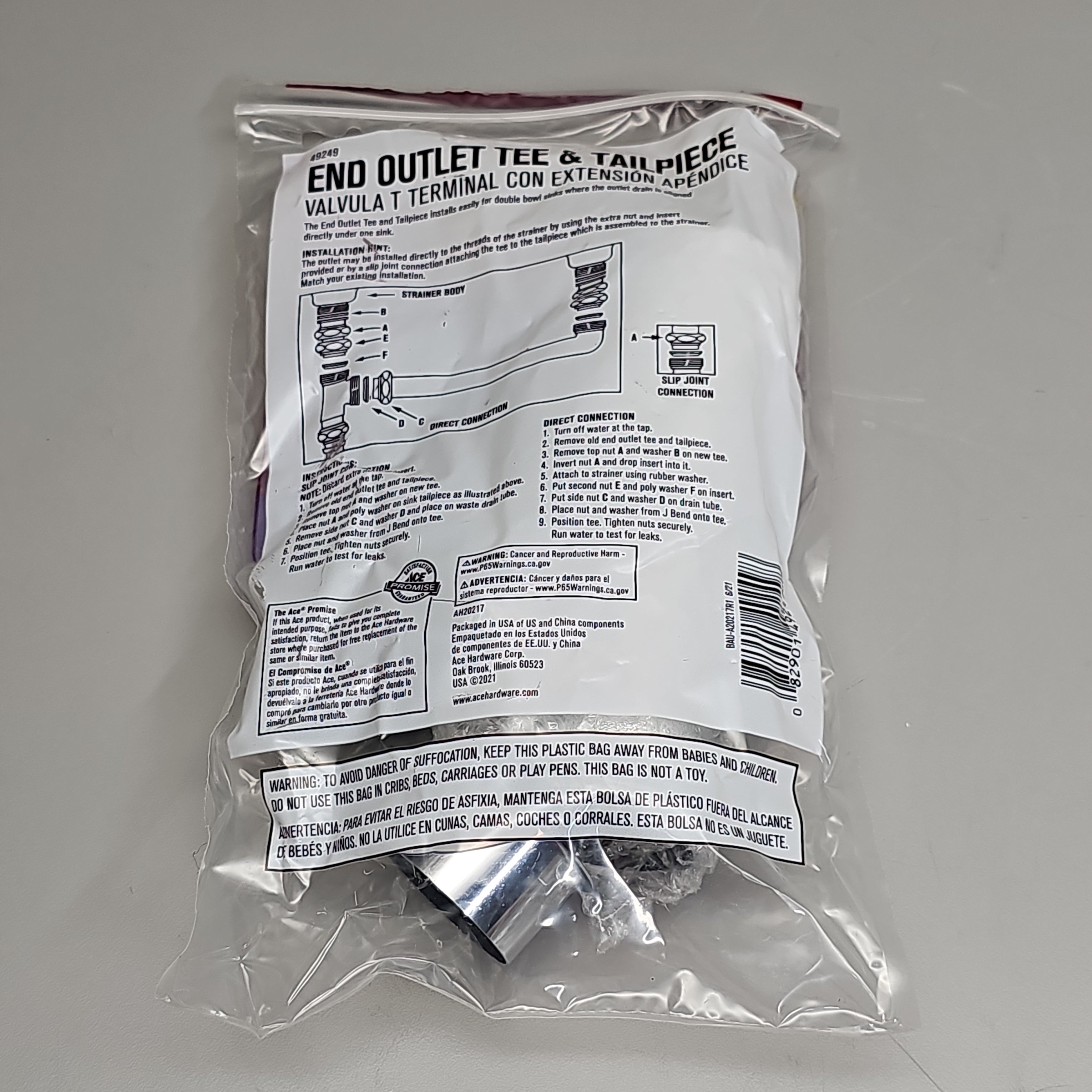 ACE End Outlet Tee & Tailpiece 5-PK 1.5" AH20217 49249 (New)