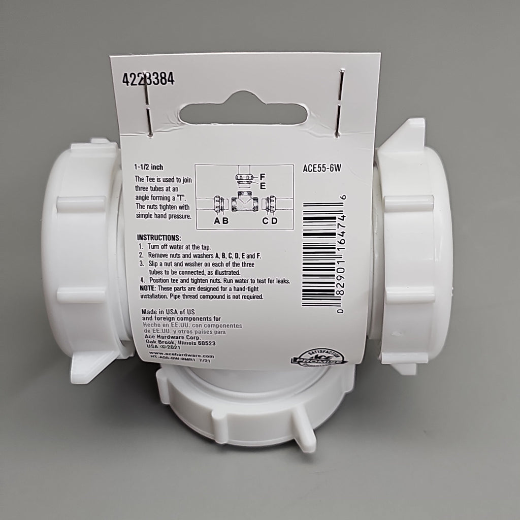 ACE Coupling Plastic Tee 3 Way 1.5" 25-Pk ACE55-6W 4223384 (New)