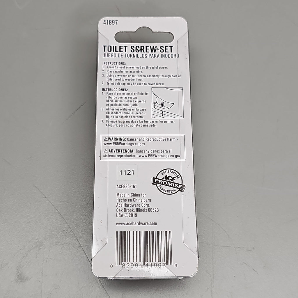 ACE HARDWARE Toilet Screw Set 12-Pk 1/4" x 3.5" Brass ACE835-161 41897 (New)