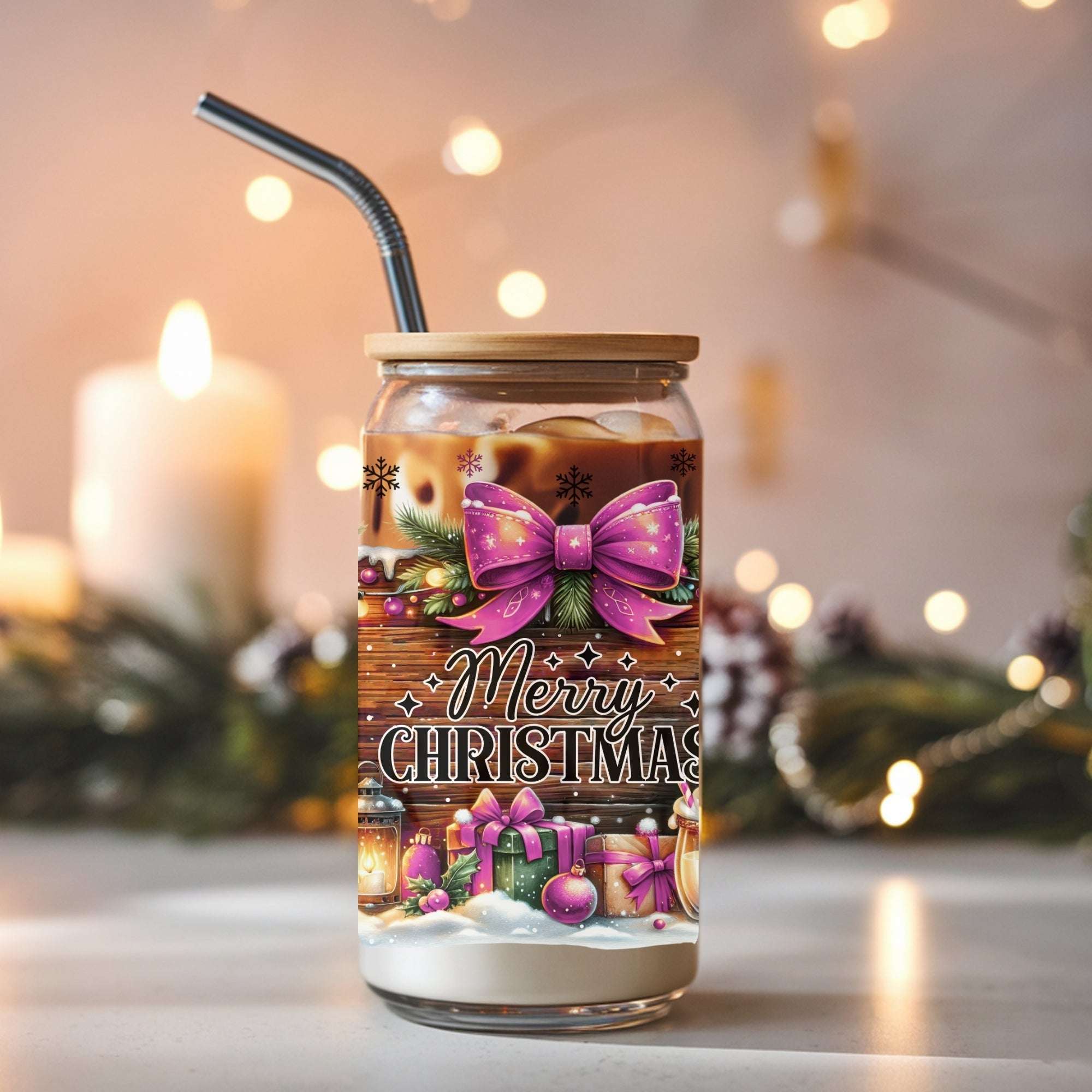 Merry Christmas Glass Cup