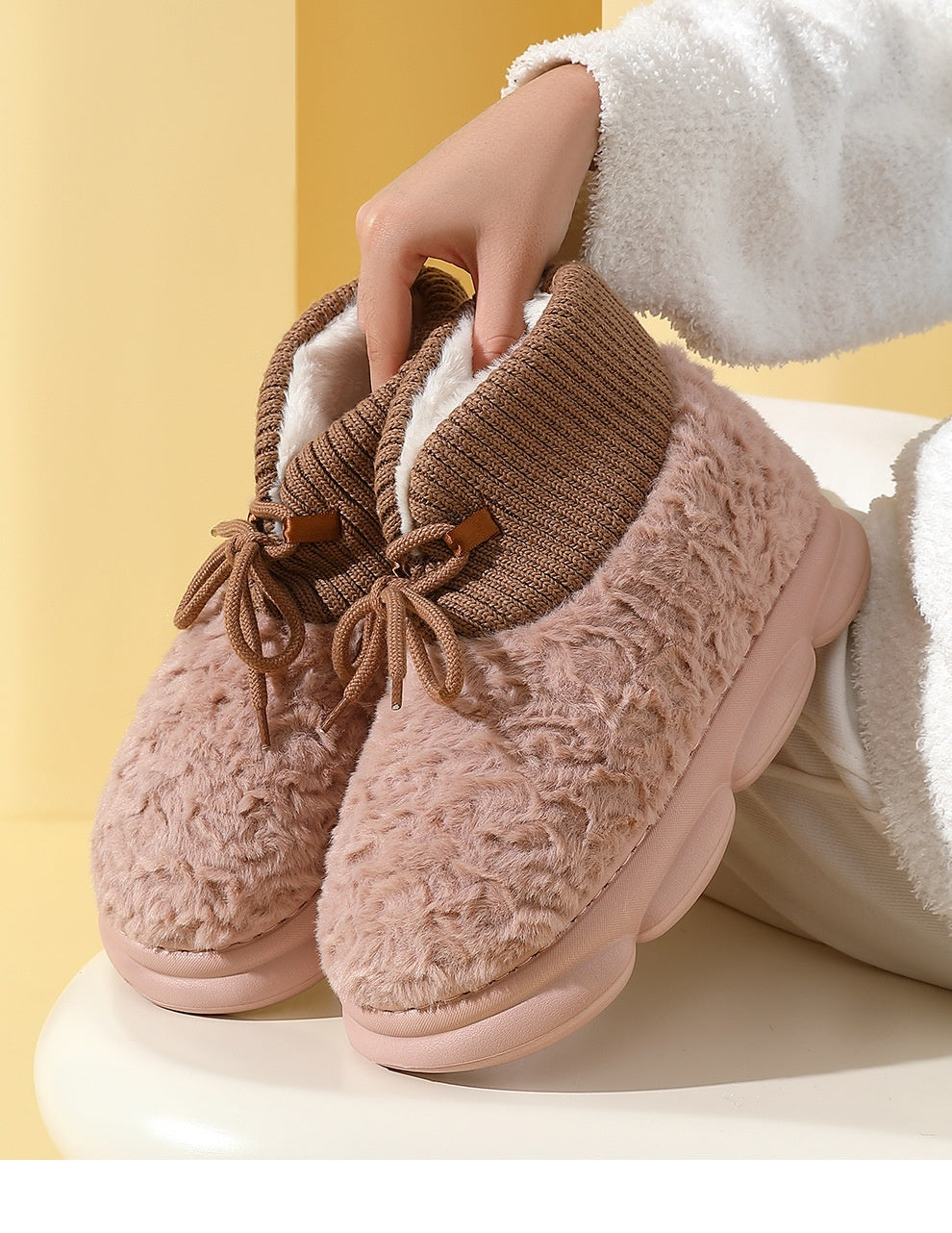 Snow Boots Outer Wear Plush Cotton-padded Shoes Poop Feeling Winter Home Non-slip
