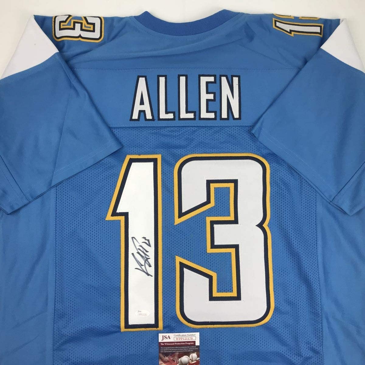 Autographed/Signed Keenan Allen Los Angeles LA Powder Blue Football Jersey JSA COA