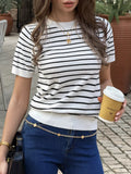 Striped Short-Sleeve Knit Top