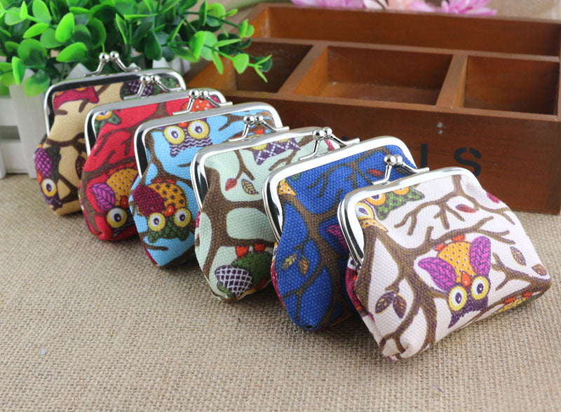 Korean lovely small zero purse lady canvas owl cartoon children coin bag Yiwu small purse wholesale