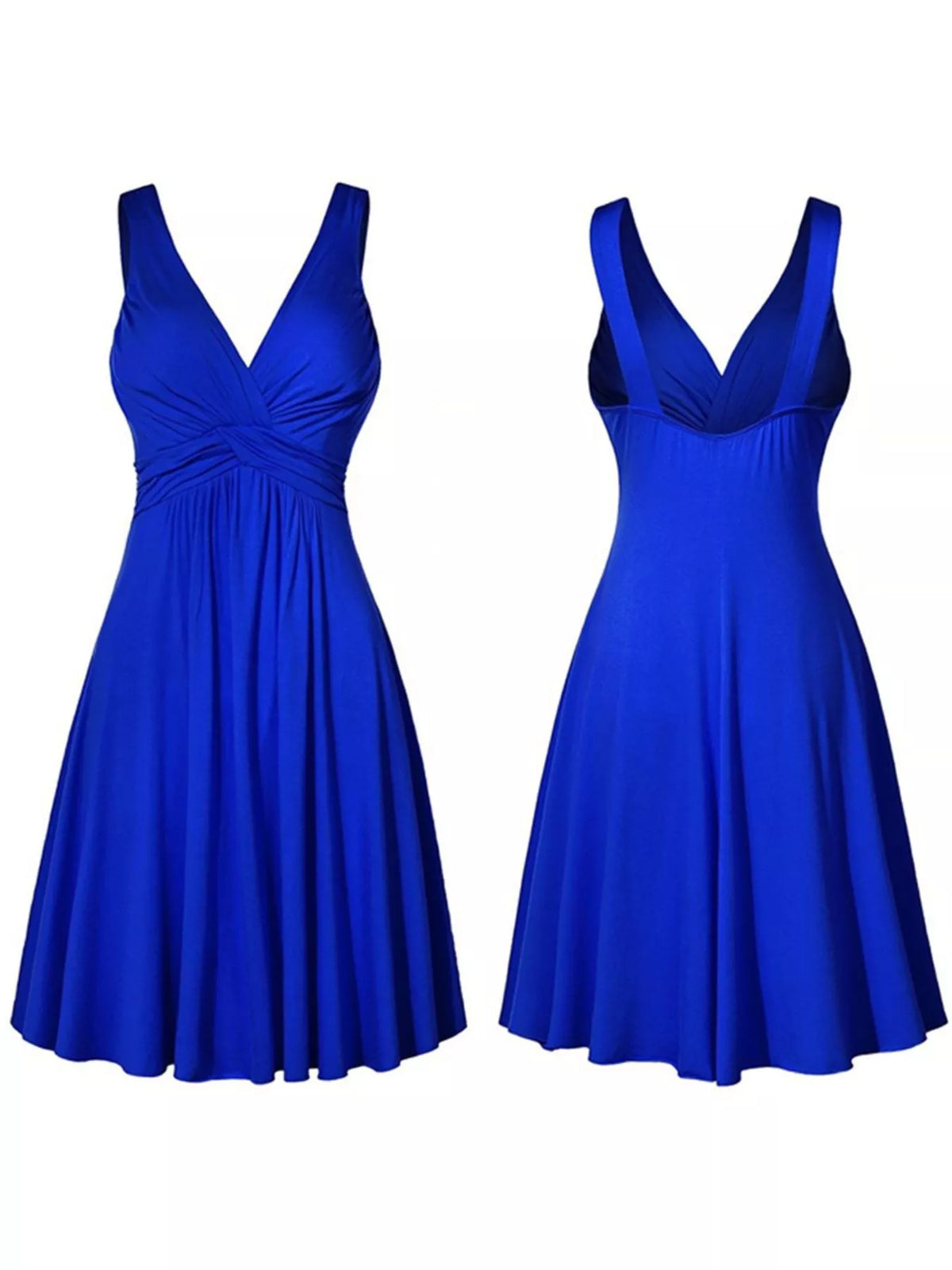 Full Size Twisted Sleeveless Ruched Waist A-Line Dress Plus Size