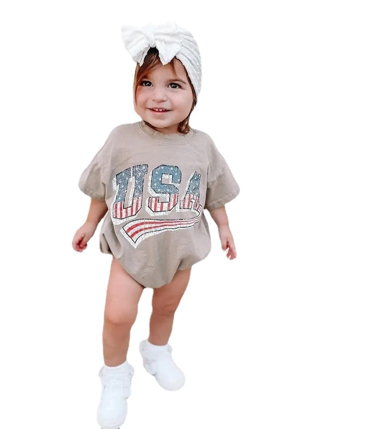 Fashion Baby Alphabet Short Sleeve Bodysuit