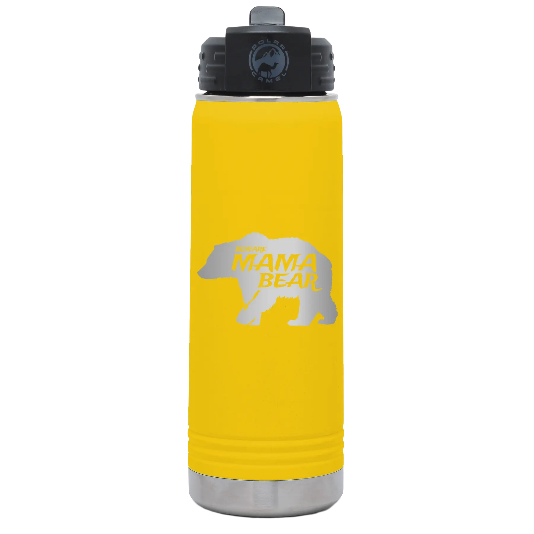 Beware Mama Bear 20 oz Water Bottle | Yellow
