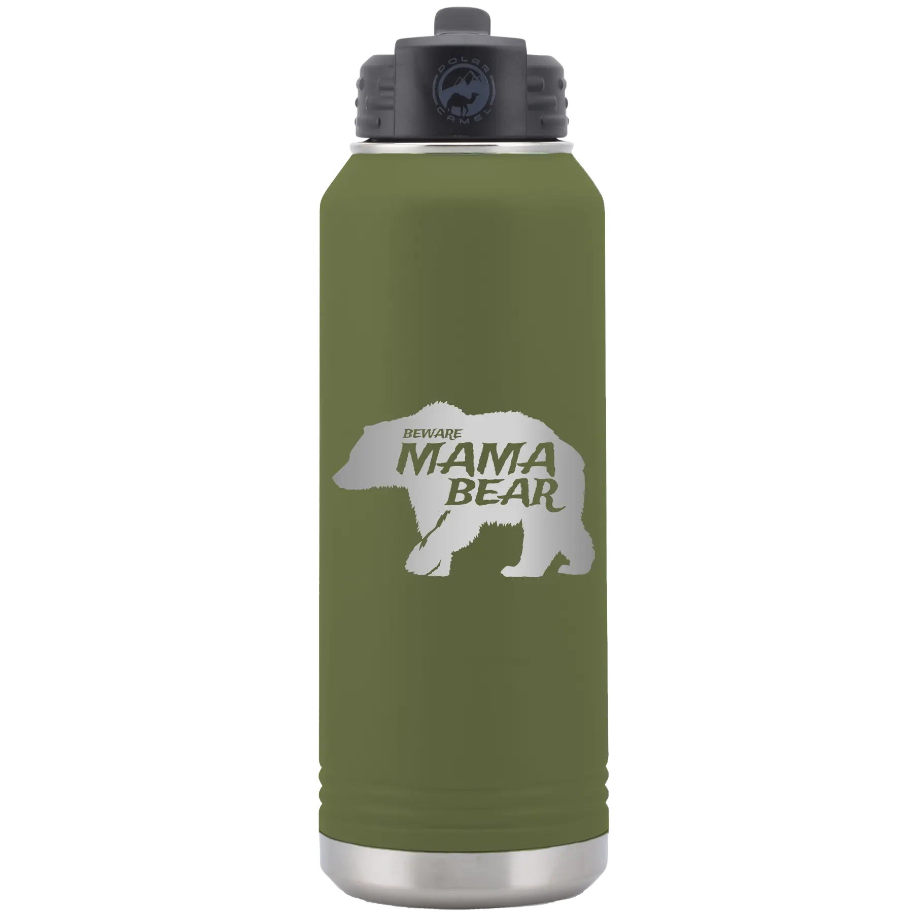 Beware Mama Bear 32 oz Water Bottle | Olive Green