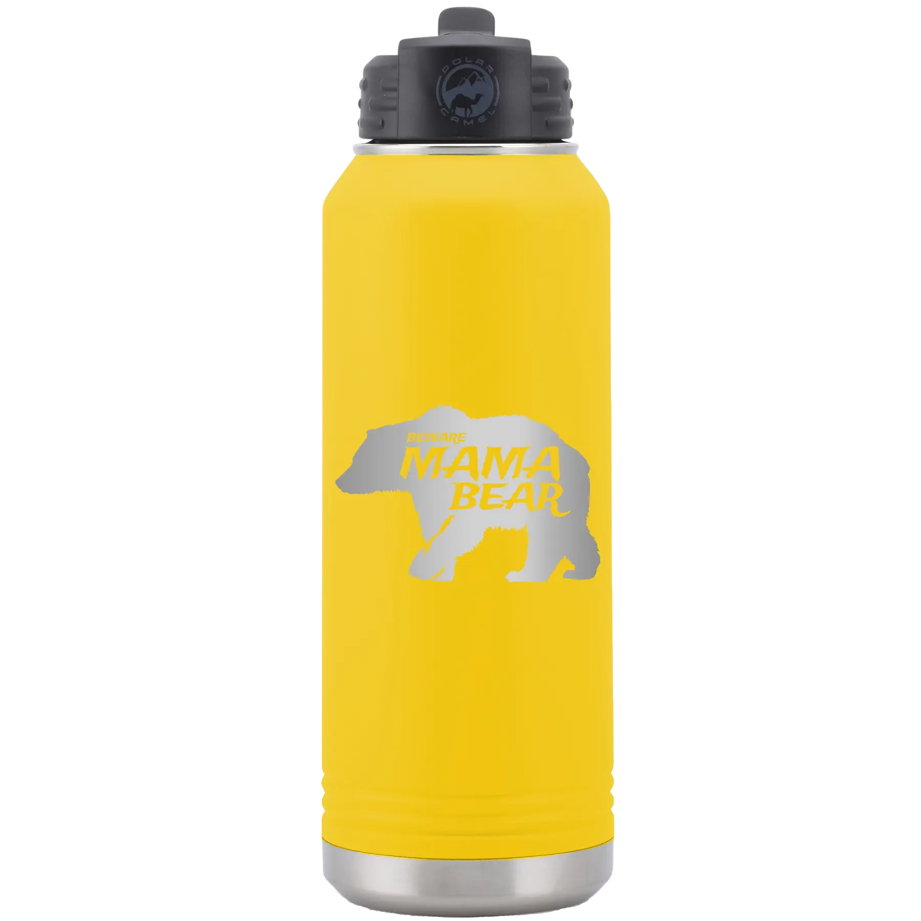 Beware Mama Bear 32 oz Water Bottle | Yellow