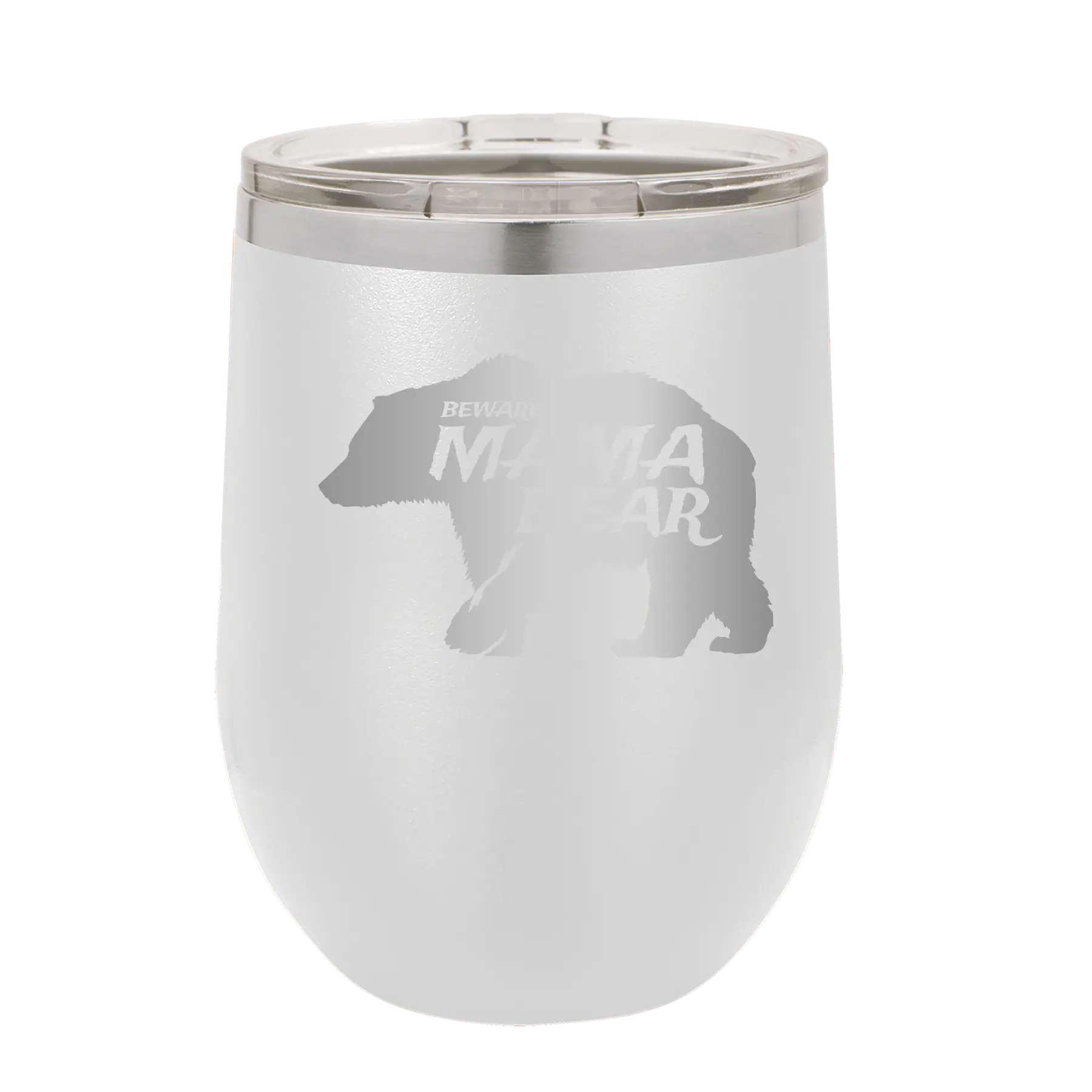 Beware Mama Bear Wine Cup | White