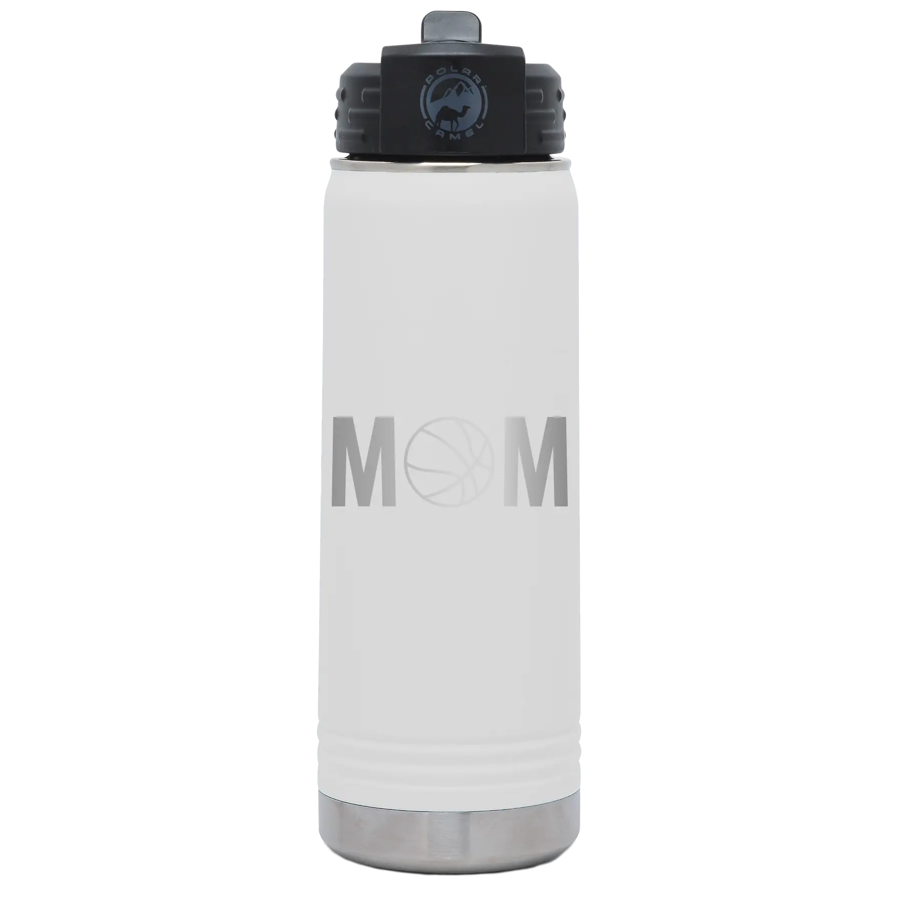 Mom Basketball 20 oz Water Bottle | White