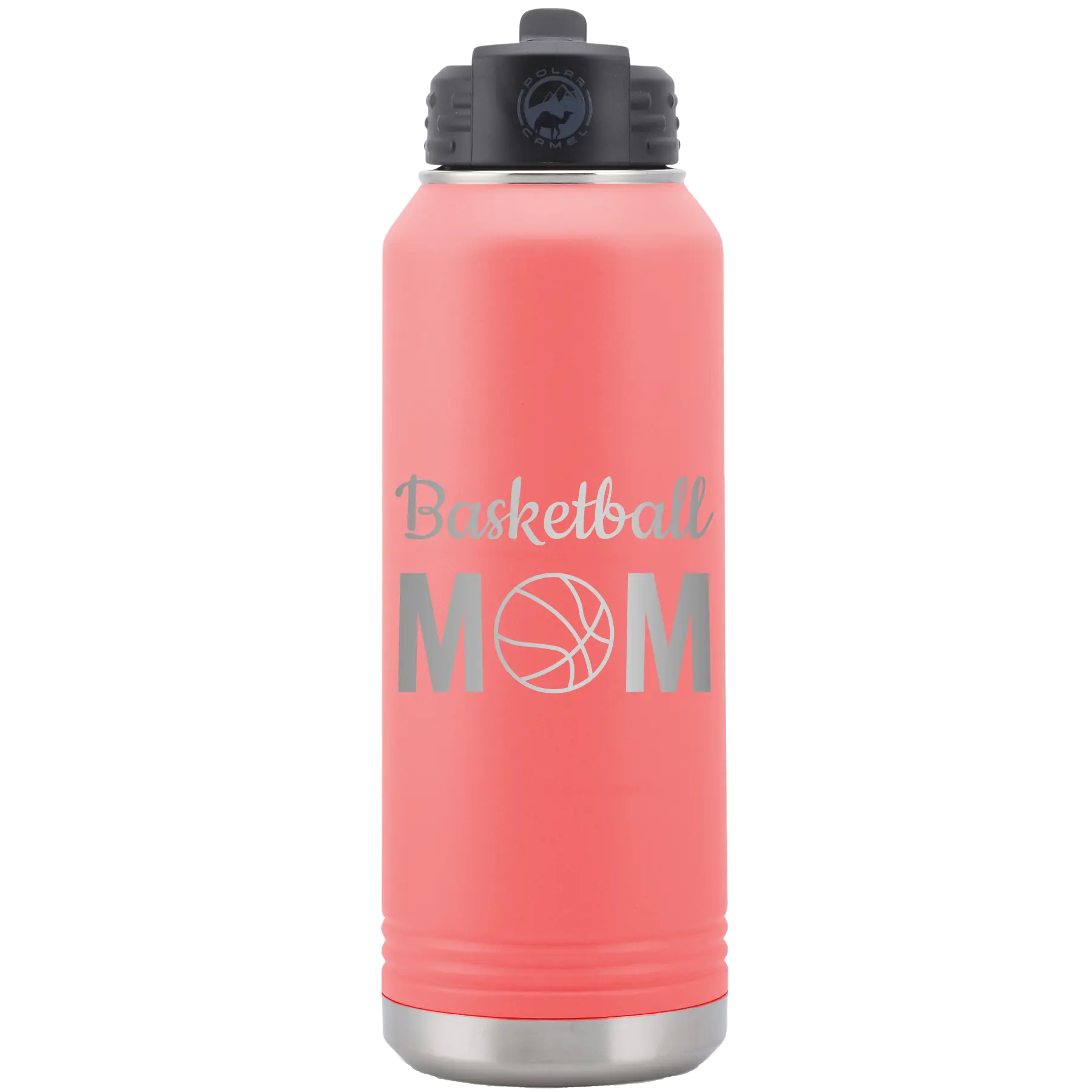 Mom Basketball2 32 oz Water Bottle | Coral