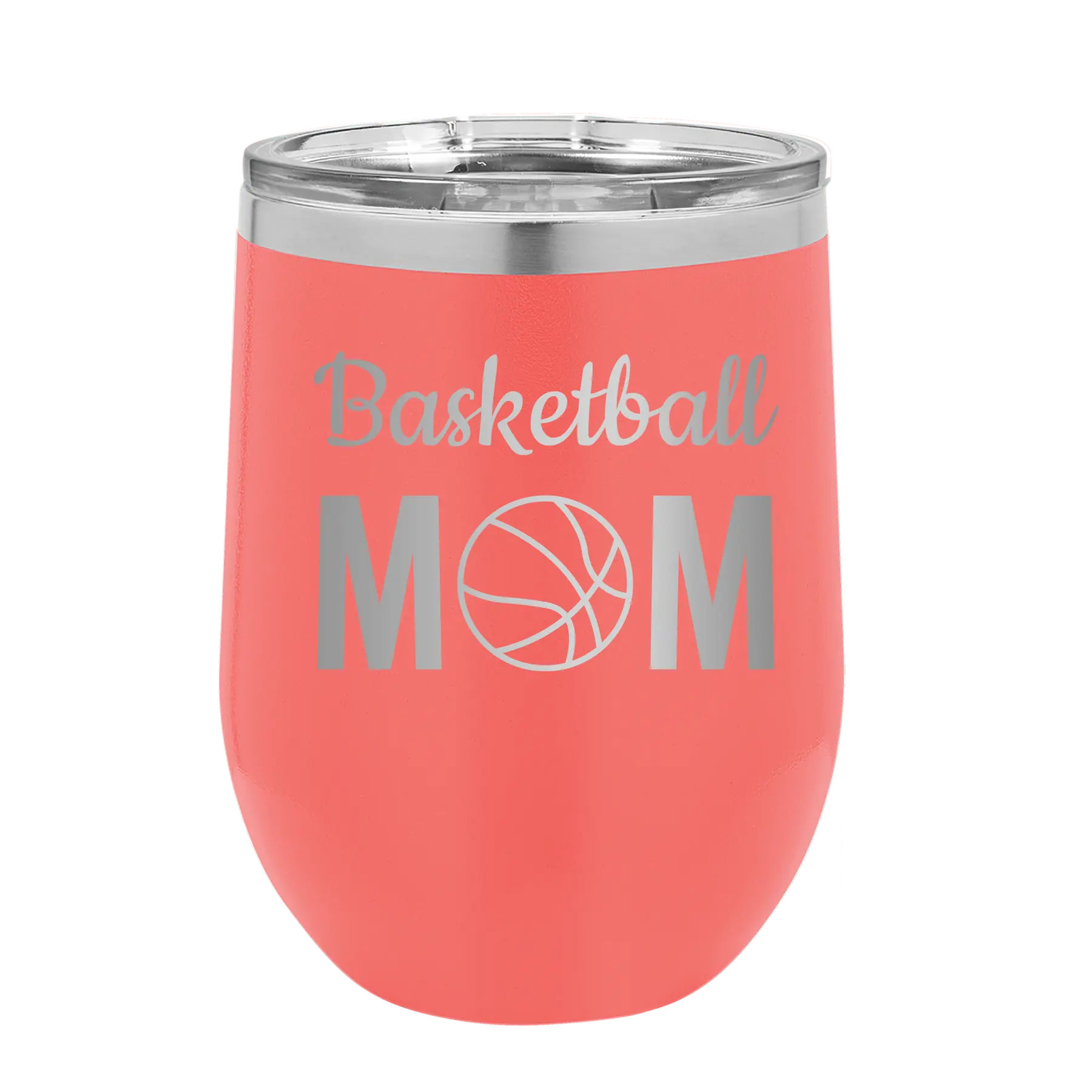 Mom Basketball2 Wine Cup | Coral