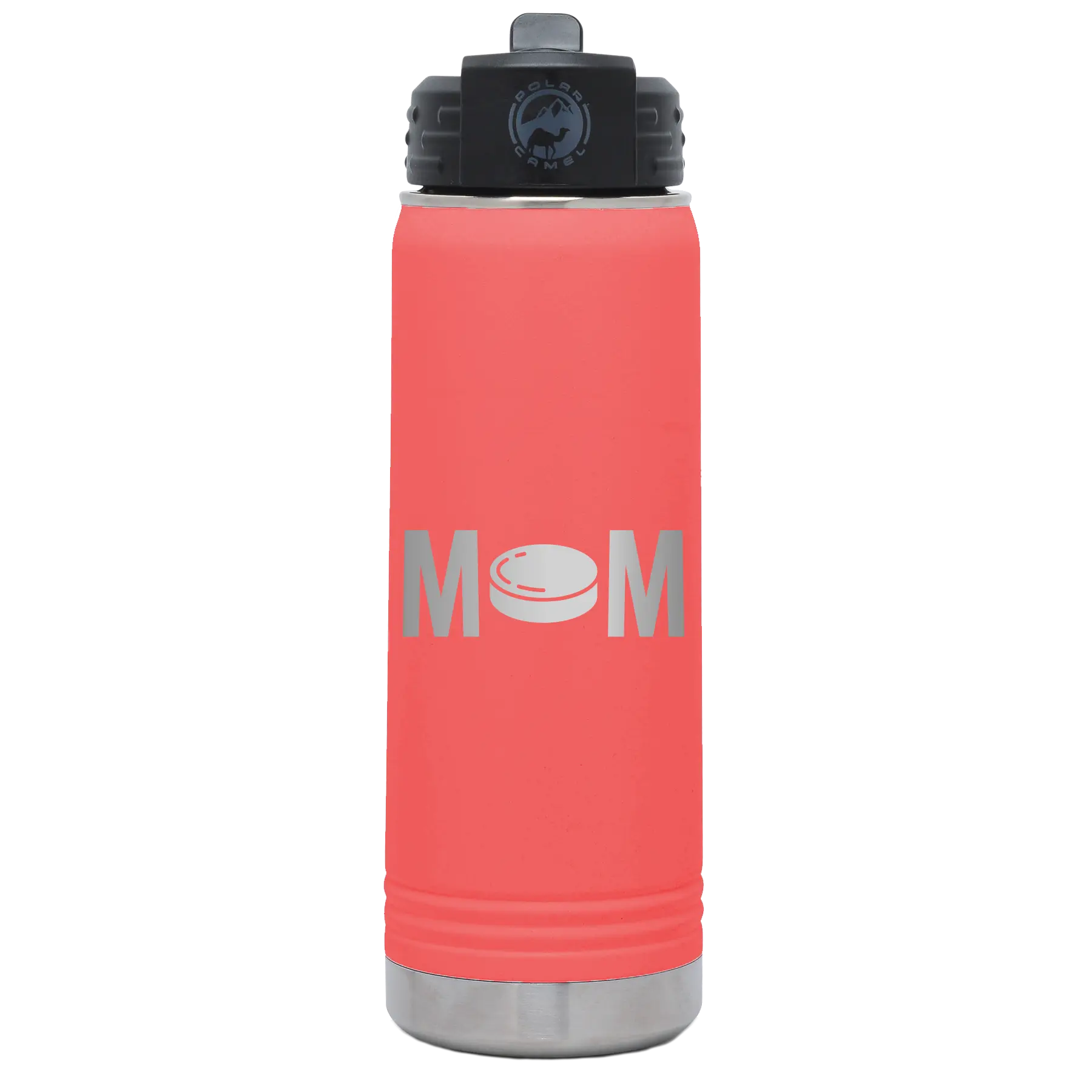 Mom Hockey 20 oz Water Bottle | Coral
