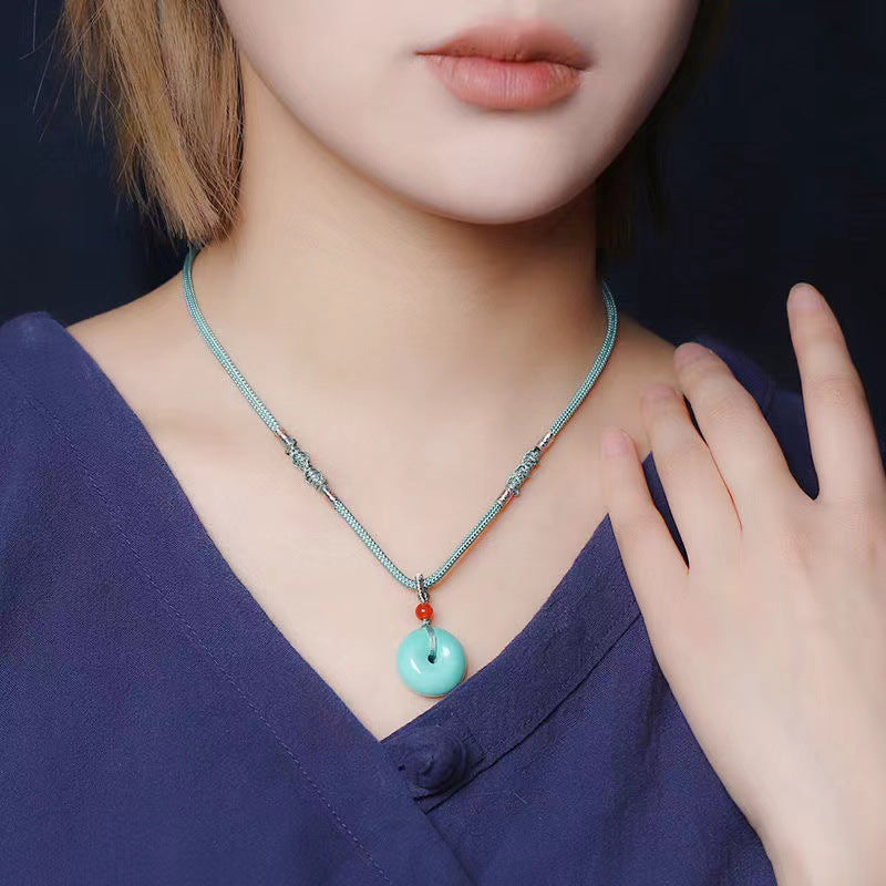 High Porcelain Turquoise Bread Ring Safety Buckle