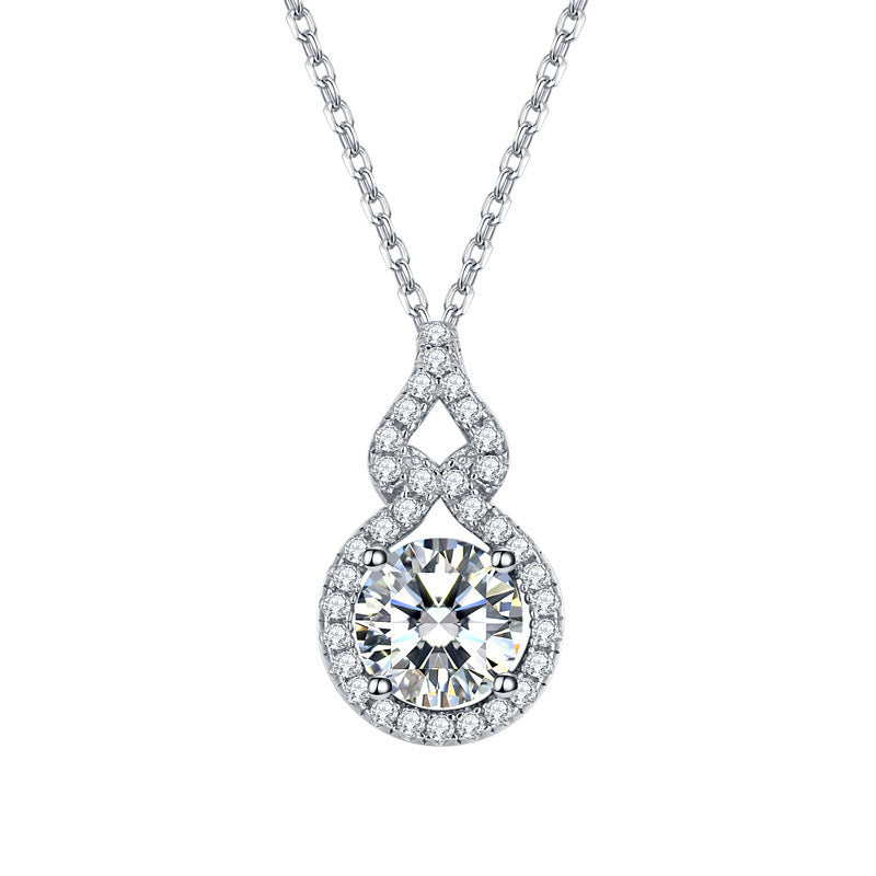 Douyin Popular 2-Carat Moissanite Gourd Pendant Classic Four-Claw Round Diamond Necklace Clavicle Chain For Women