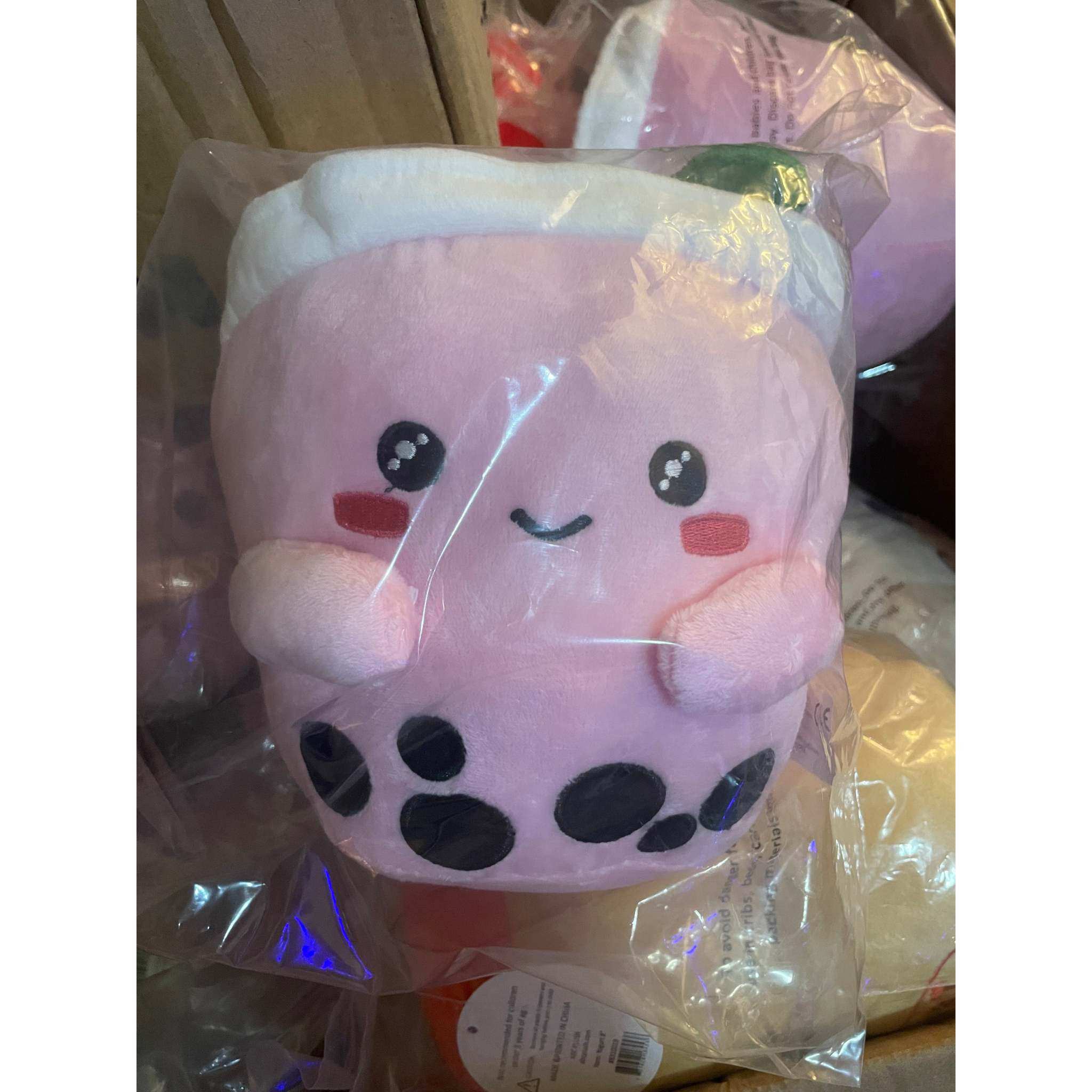 ABC Boba Tea Plush Pink Berry Cute Stuffed Animal Toy 10"