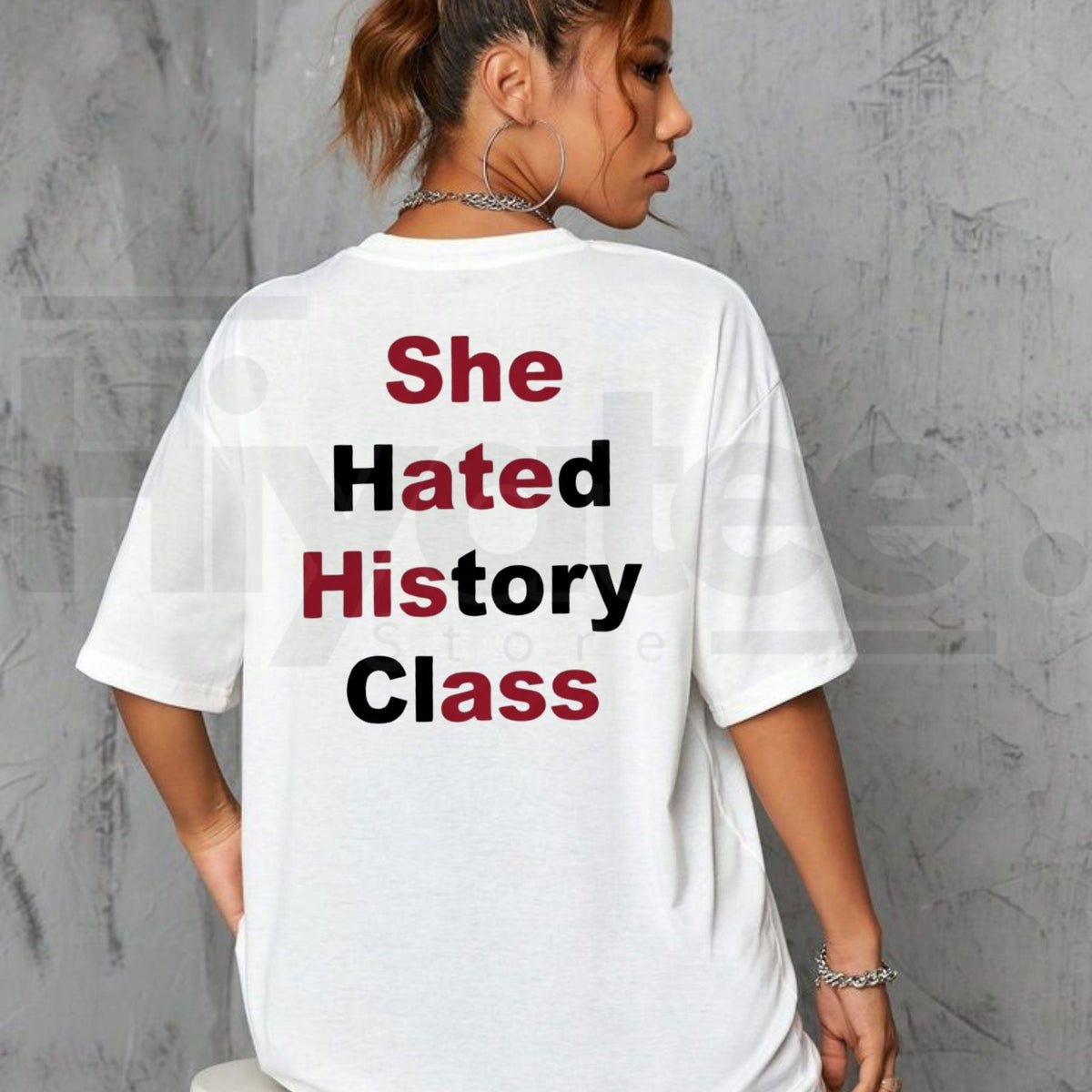 She Hated History Class Hidden Message T-Shirt – Edgy Sarcastic Optical Illusion Tee