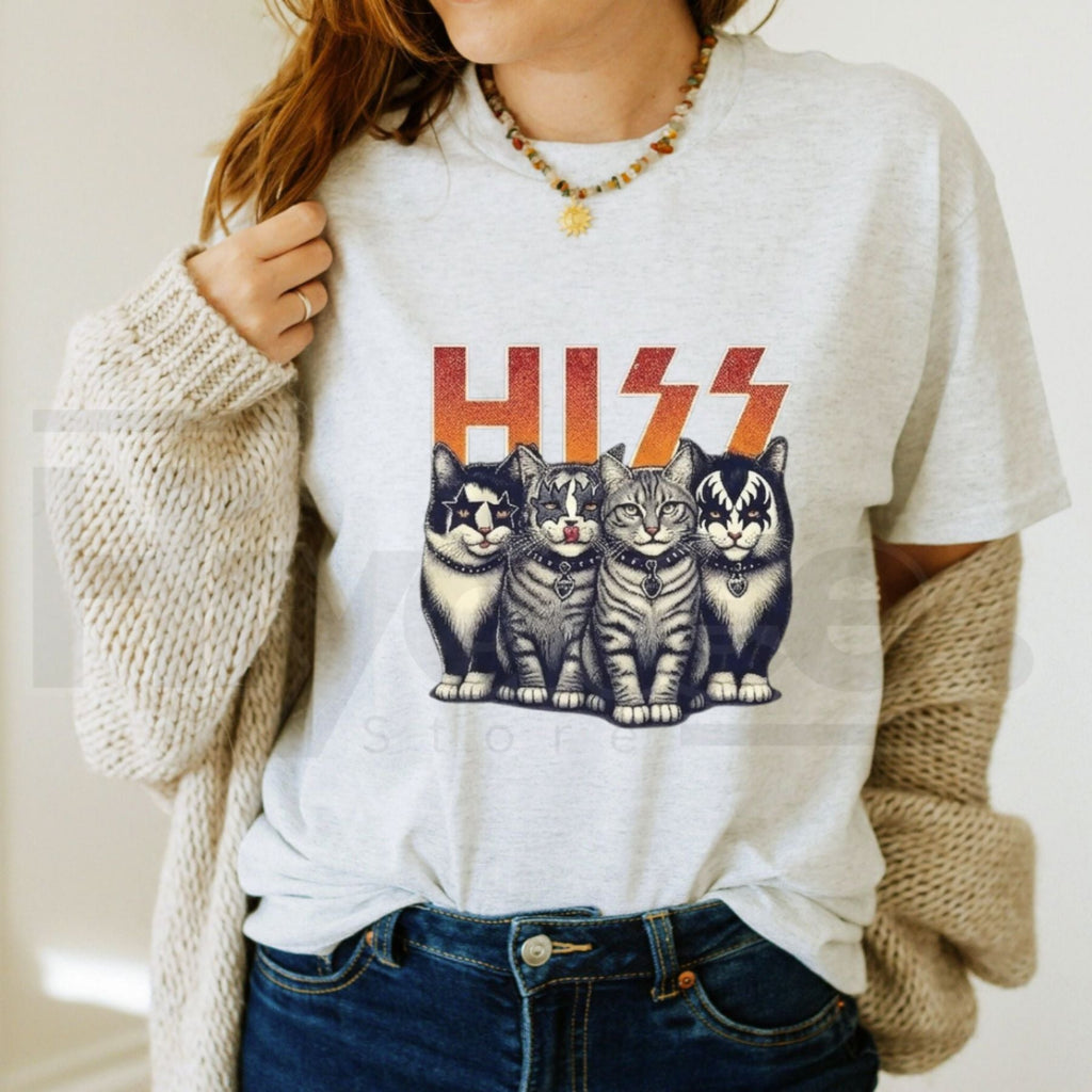 "HISS" – Funny Rocker Cats Retro Graphic Top