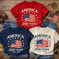 "USA 250th Anniversary" – Vintage 1776–2026 Patriotic Graphic Top