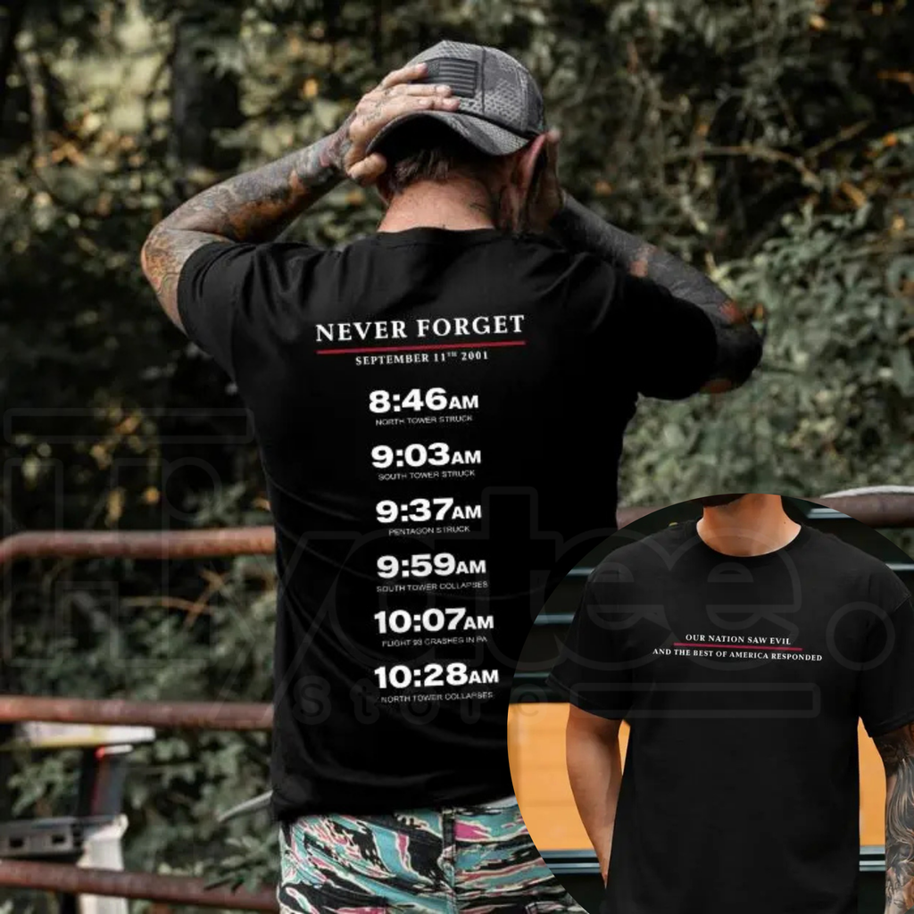 Never Forget September 11 Memorial Timeline T-Shirt