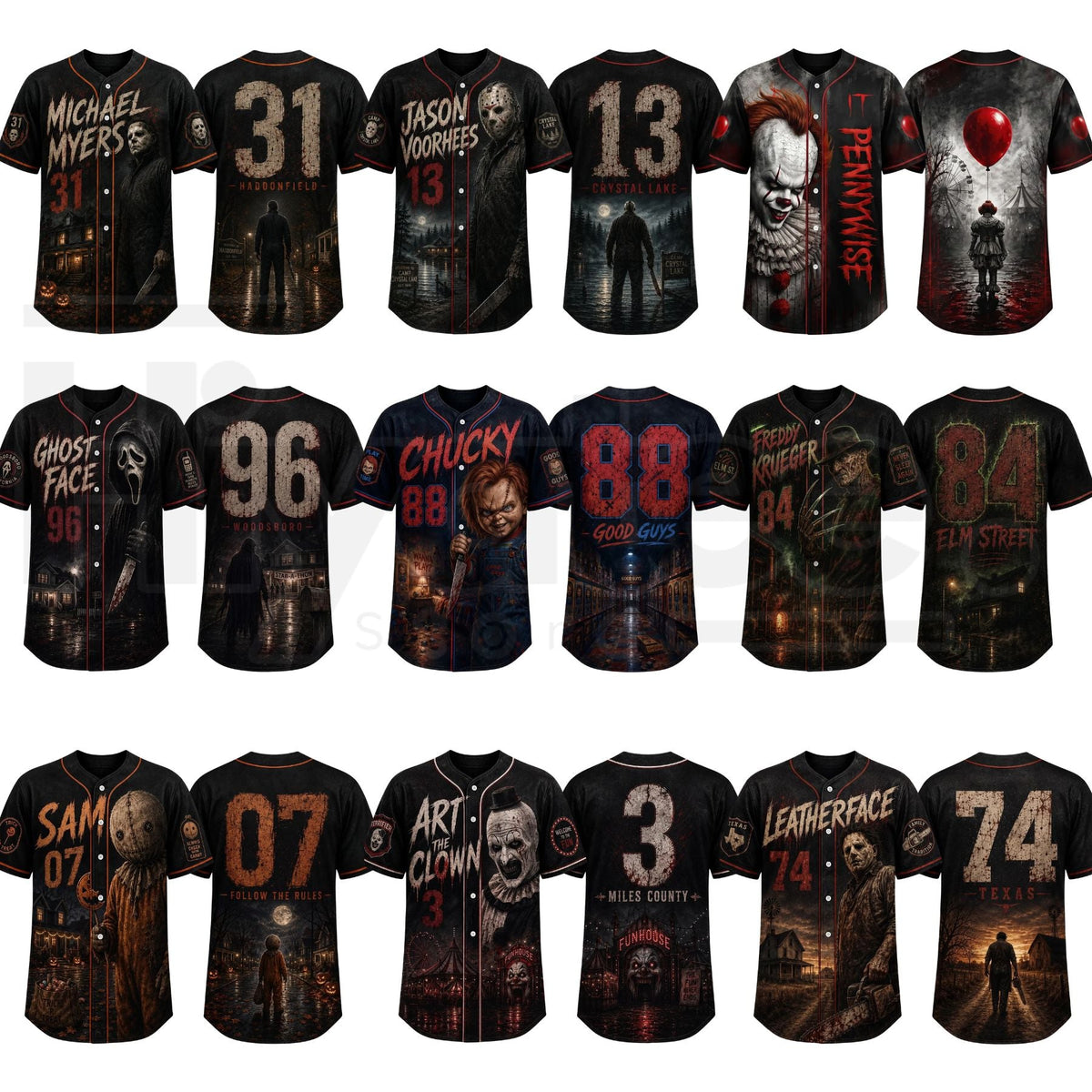 Horror Slasher Baseball Jersey – Gothic Halloween Dark Character Graphic Shirt