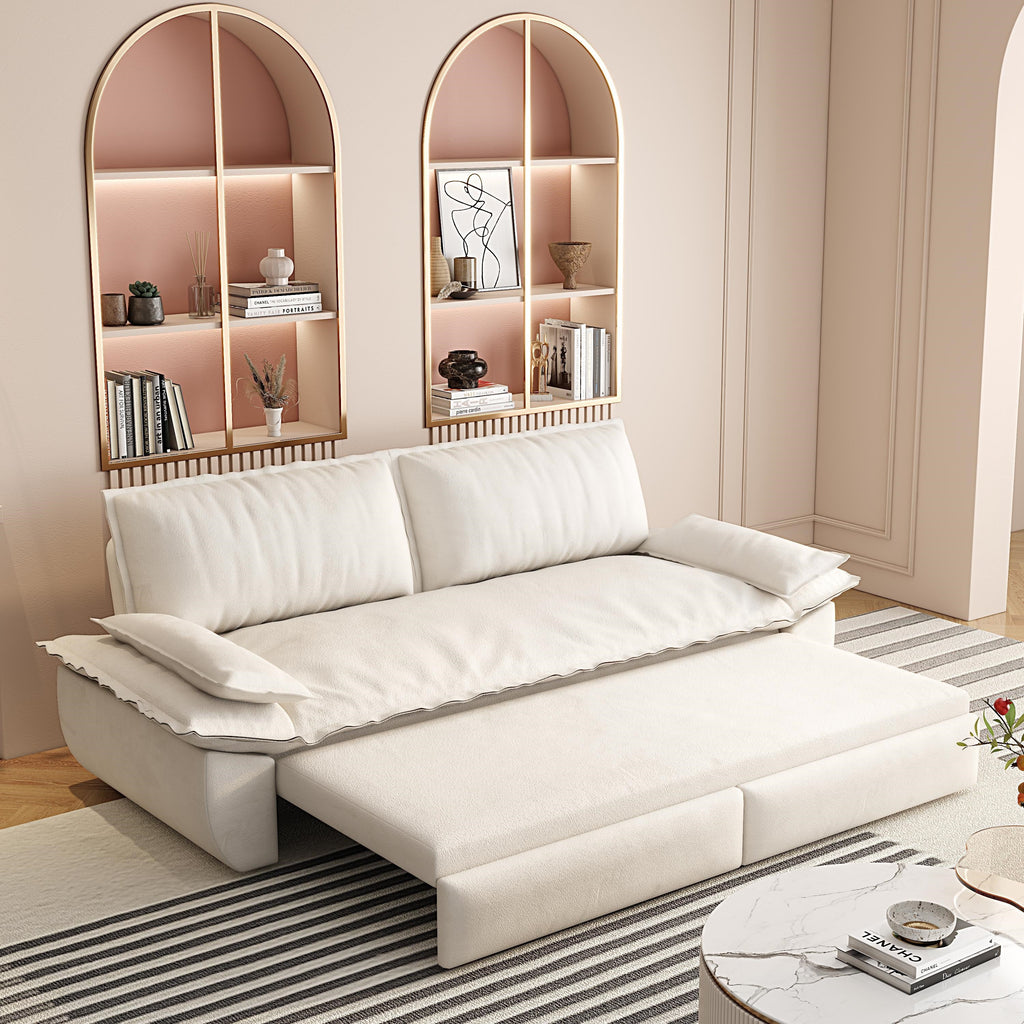 73.2" Queen Pull Out Sofa Bed - 3-in-1 Convertible Velvet Loveseat