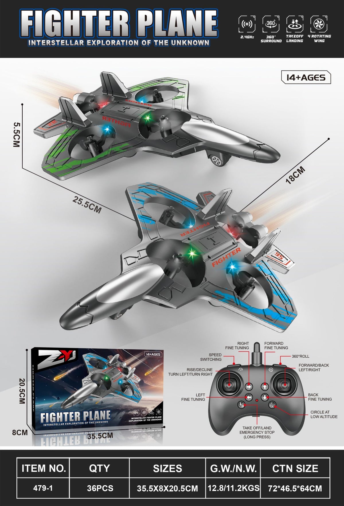 Drop-resistant Foam Gravity Glider Special Effect Colorful Light Four-axis UAV Unmanned Aerial Vehicle