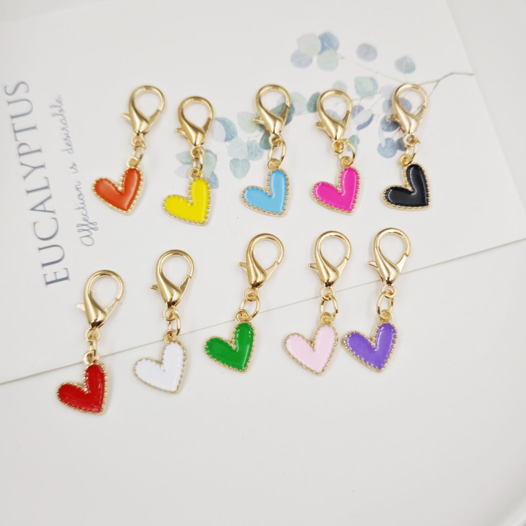 Alloy Oil-drop Heart Pendant, Small Charm, Shoelace Decoration