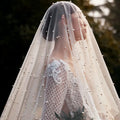 French Style Vintage Pearl Bridal Hair Accessory - Wedding Tulle Veil Headpiece for Brides