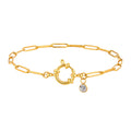 Stainless Steel Rectangular-link Bubble-clasp Gold Anklet