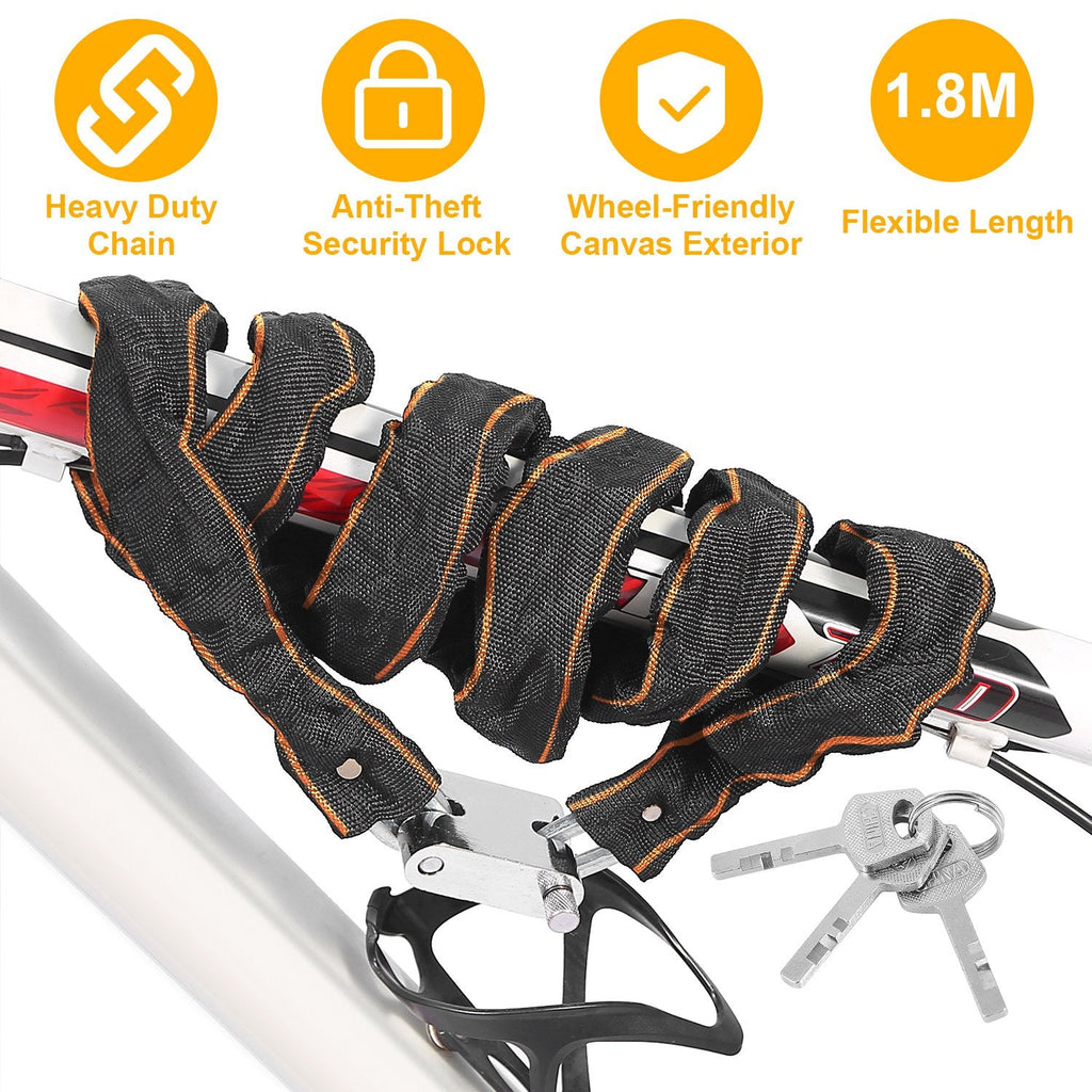 Bike Chain Lock with 3 Keys for Everyday Bicycle Security