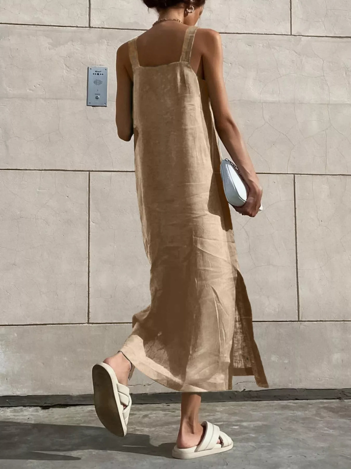 Side Slit Sleeveless Midi Dress