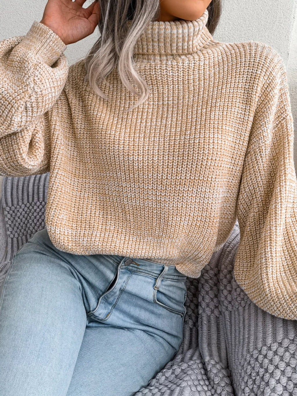 Turtleneck Dropped Shoulder Sweater