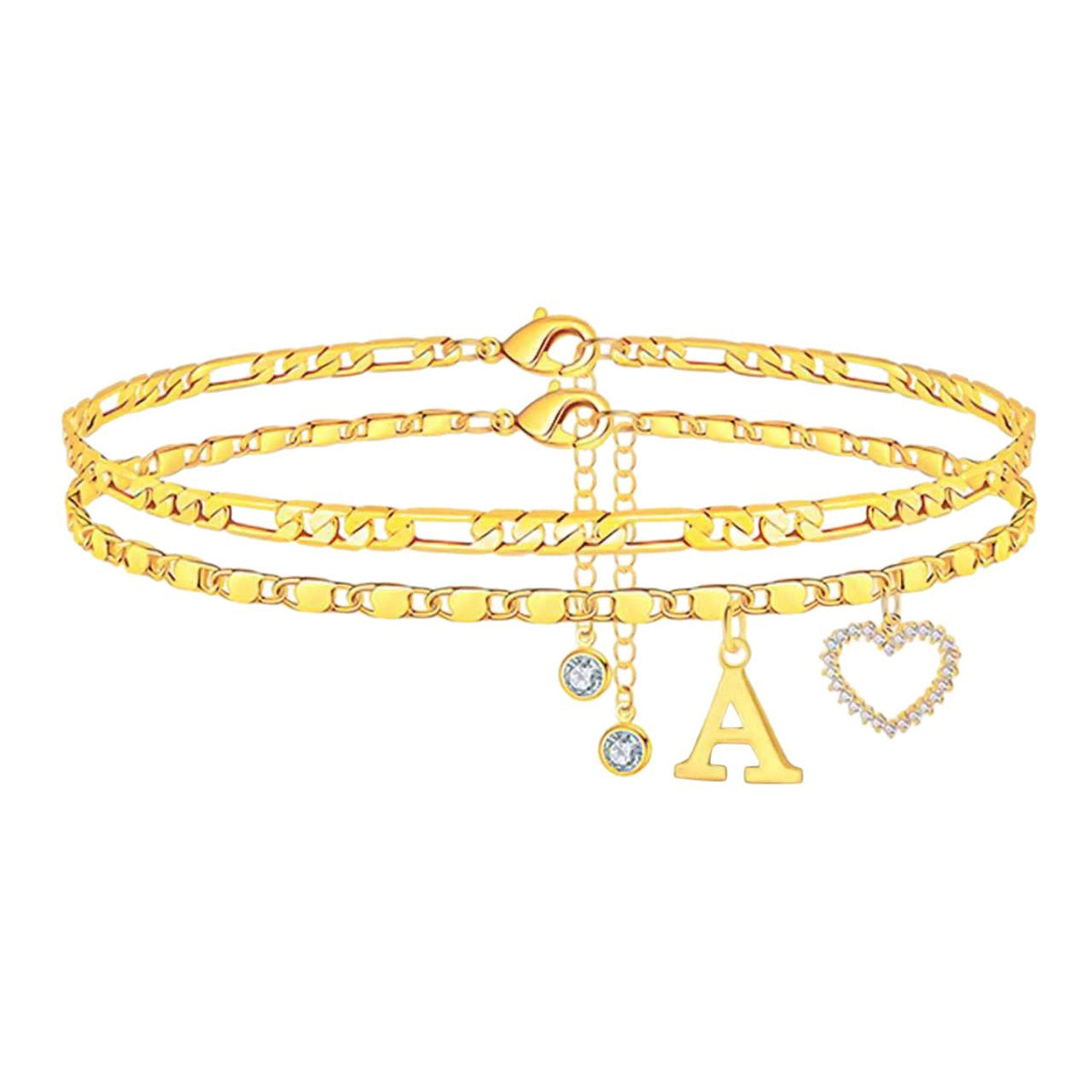 26-letter Heart-shaped Pendant Tennis Bracelet