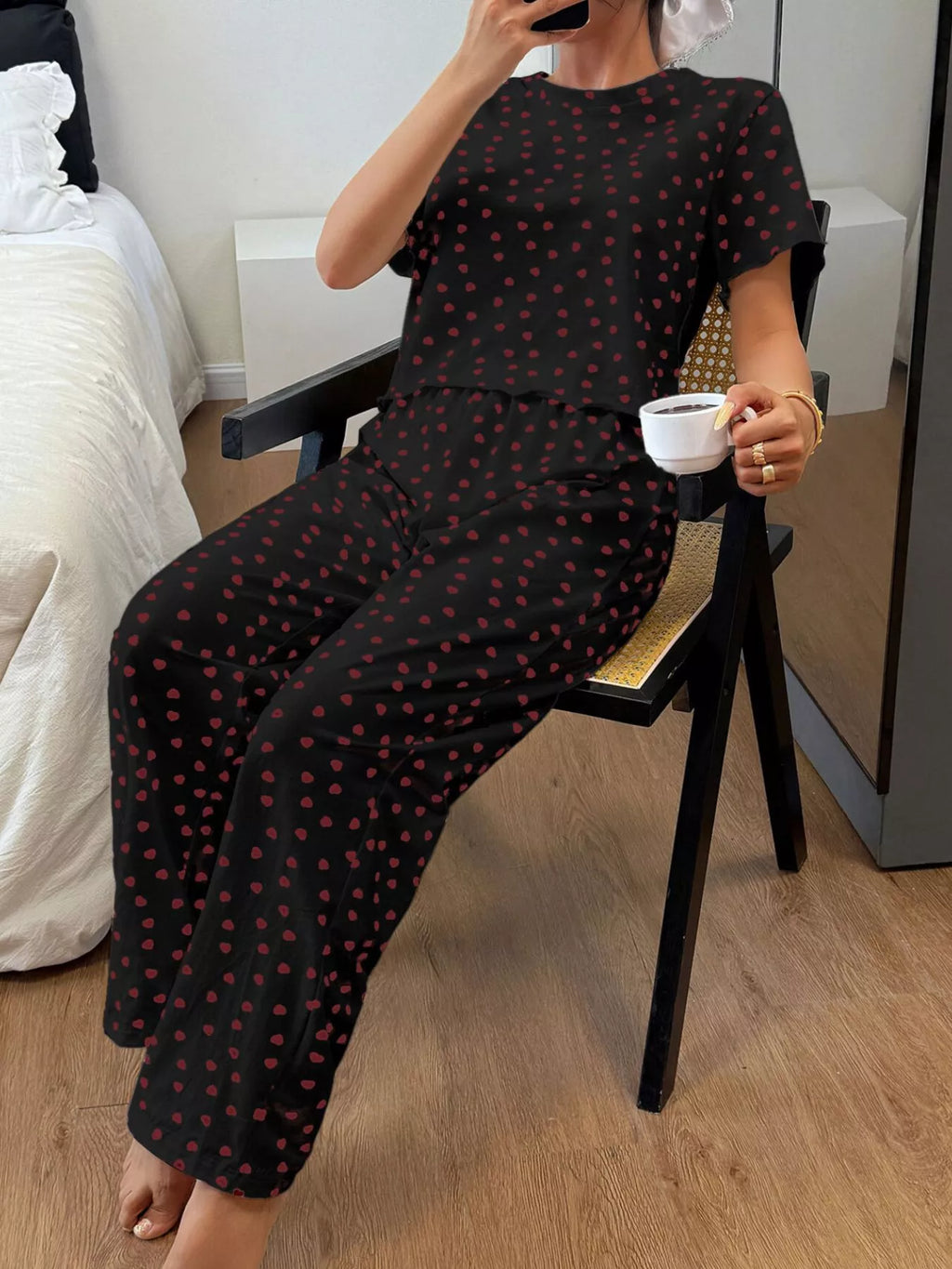 Polka Dot Short Sleeve Top and Shorts Set