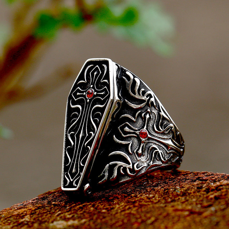 Stainless Steel Mens Skull Punk Ring