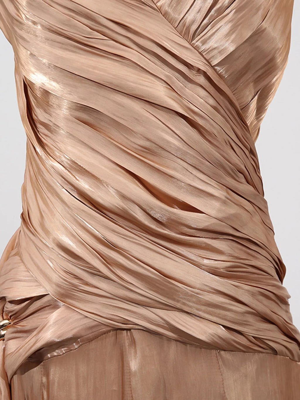 Halter Neck Ruched Maxi Dress – Champagne