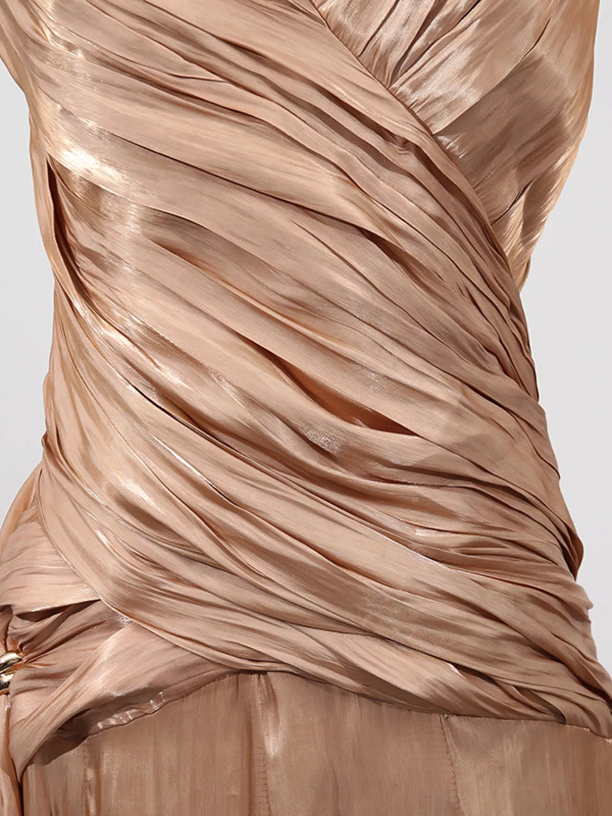 Halter Neck Ruched Maxi Dress – Champagne