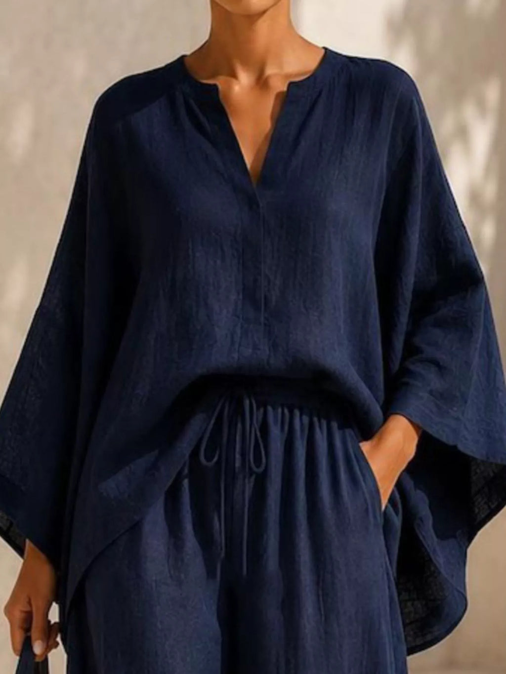 Full Size Loose Fit Top and Wide-Leg Pants Set Plus Size
