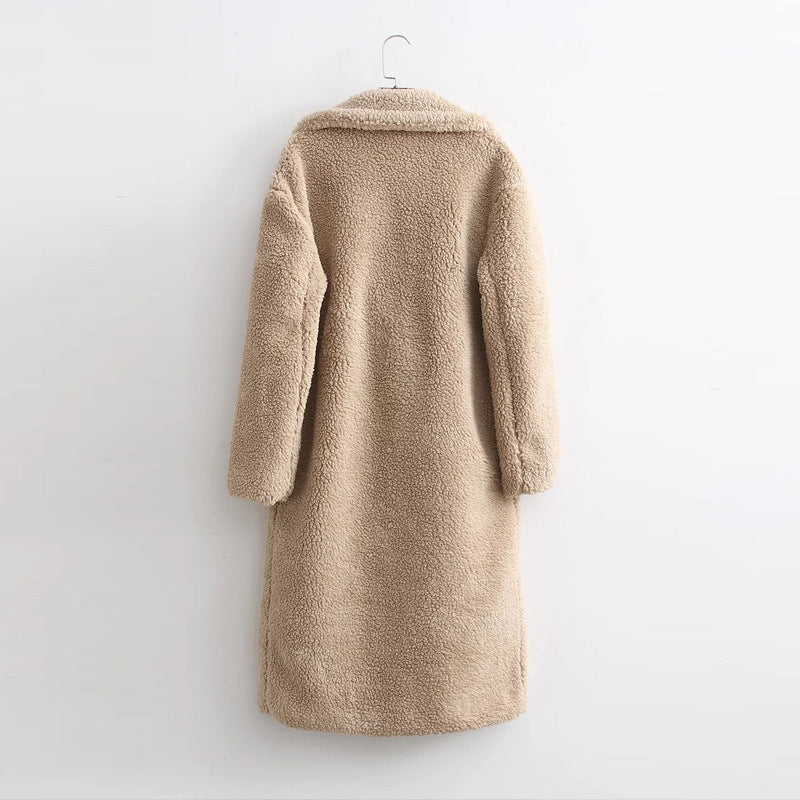 Lamb Wool Fur Profile Long Fur Coat Women