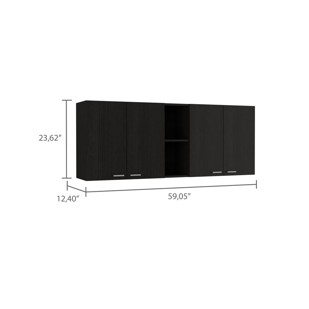 59-Inch Four Swing Doors Wall Cabinet Wenge